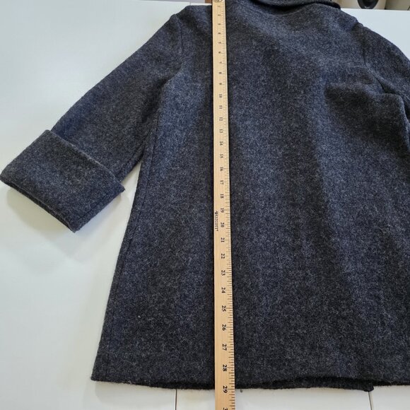 Paul Costelloe Cardigan Womens 10 Grey Assymetric Shawl Collar LS Pockets Wool - Picture 8 of 16